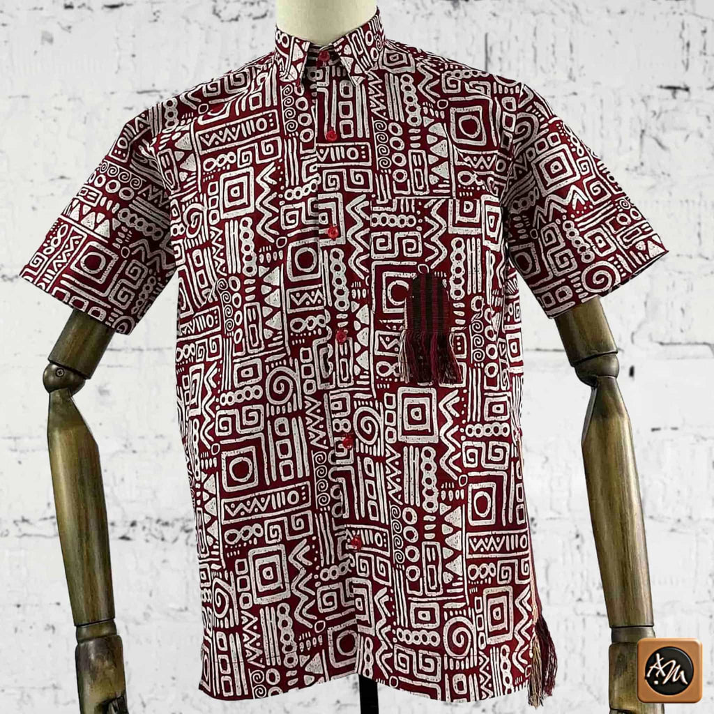 Vintage Ankara Print Shirt, Short Sleeve Cotton Top