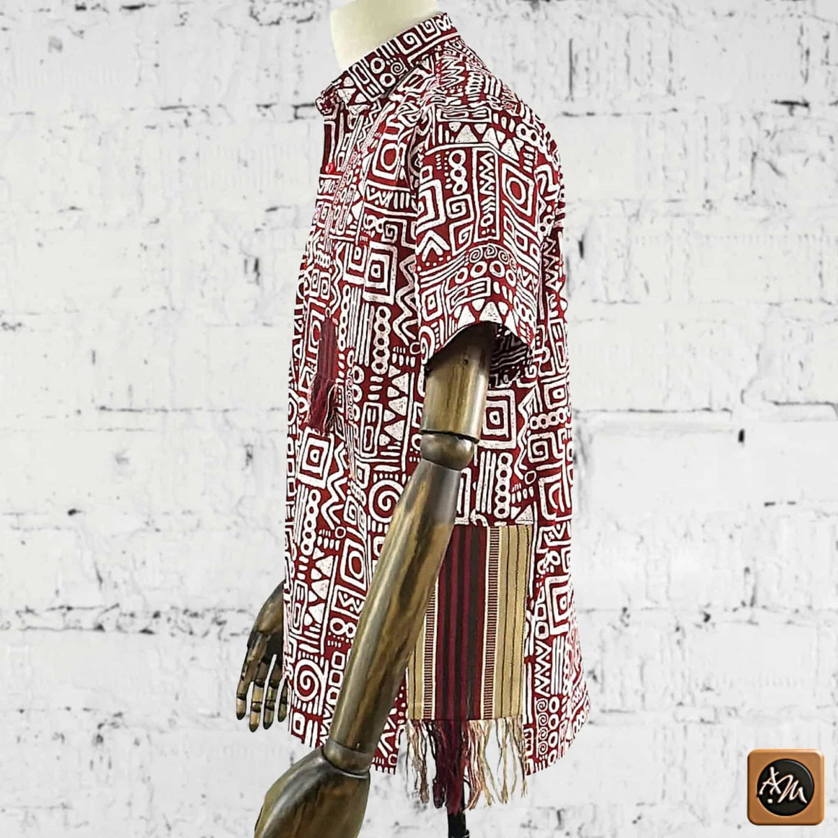 Vintage Ankara Print Shirt, Short Sleeve Cotton Top