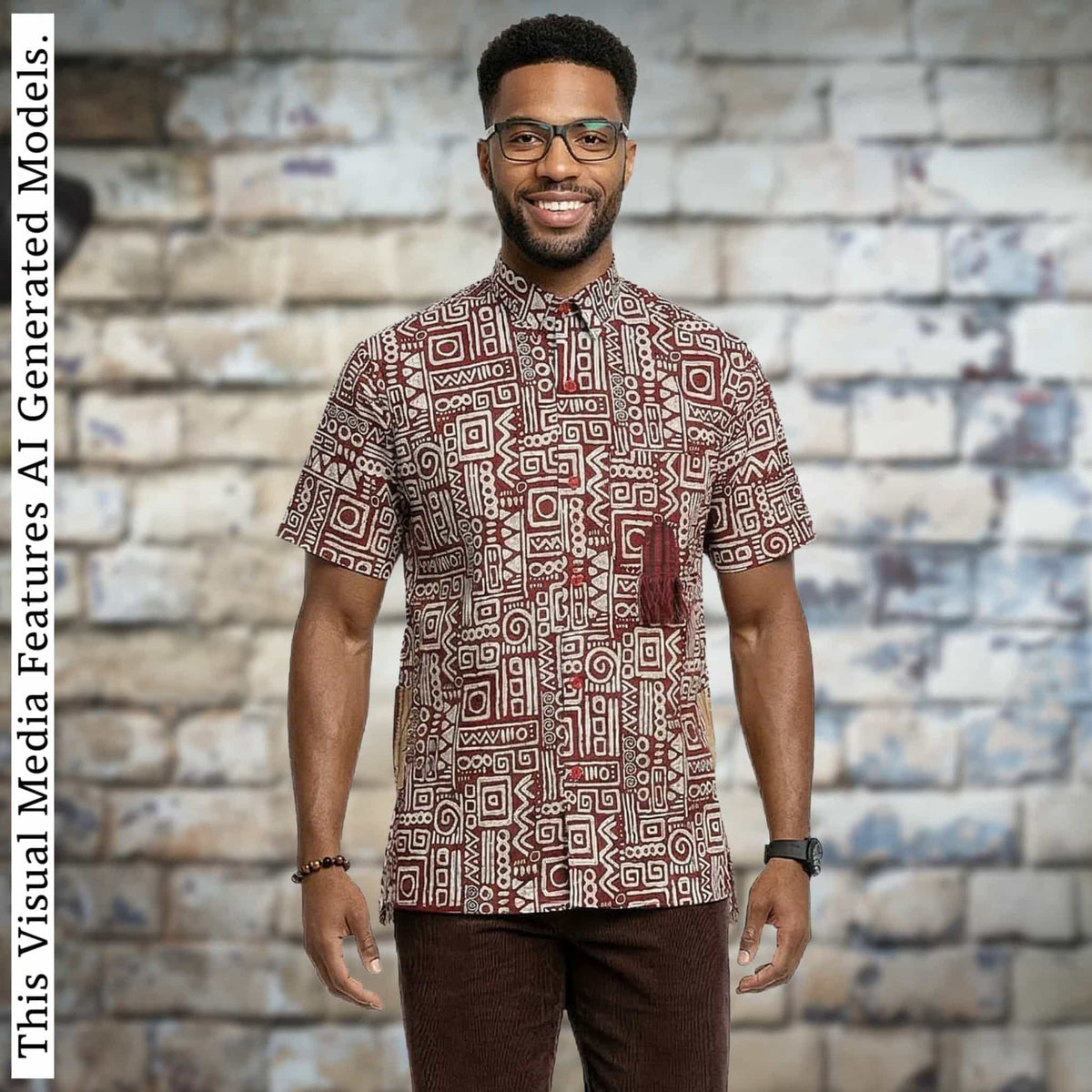 Vintage Ankara Print Shirt, Short Sleeve Cotton Top