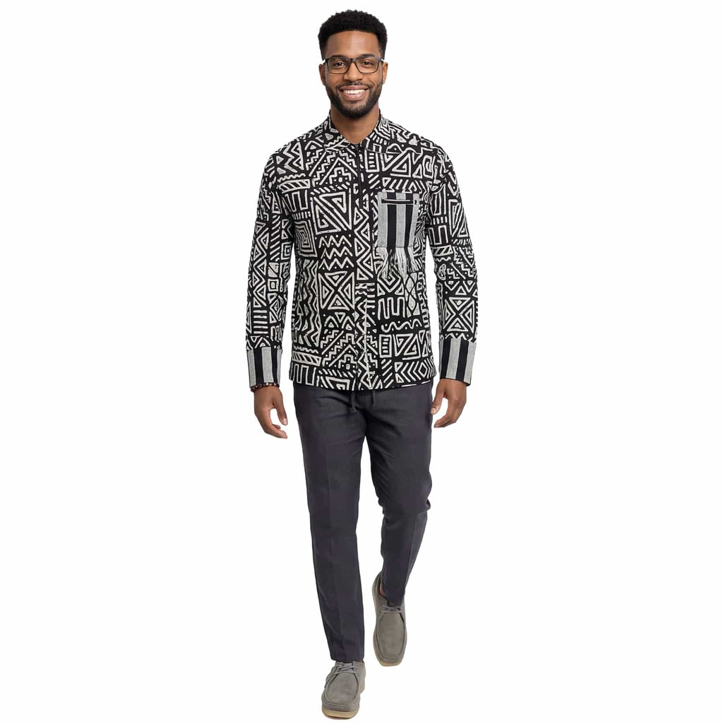 African Print Casual Long Sleeve Shirt