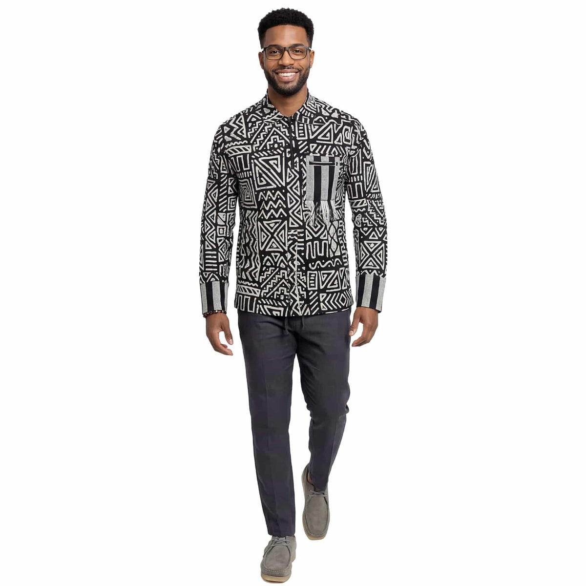 African Print Casual Long Sleeve Shirt