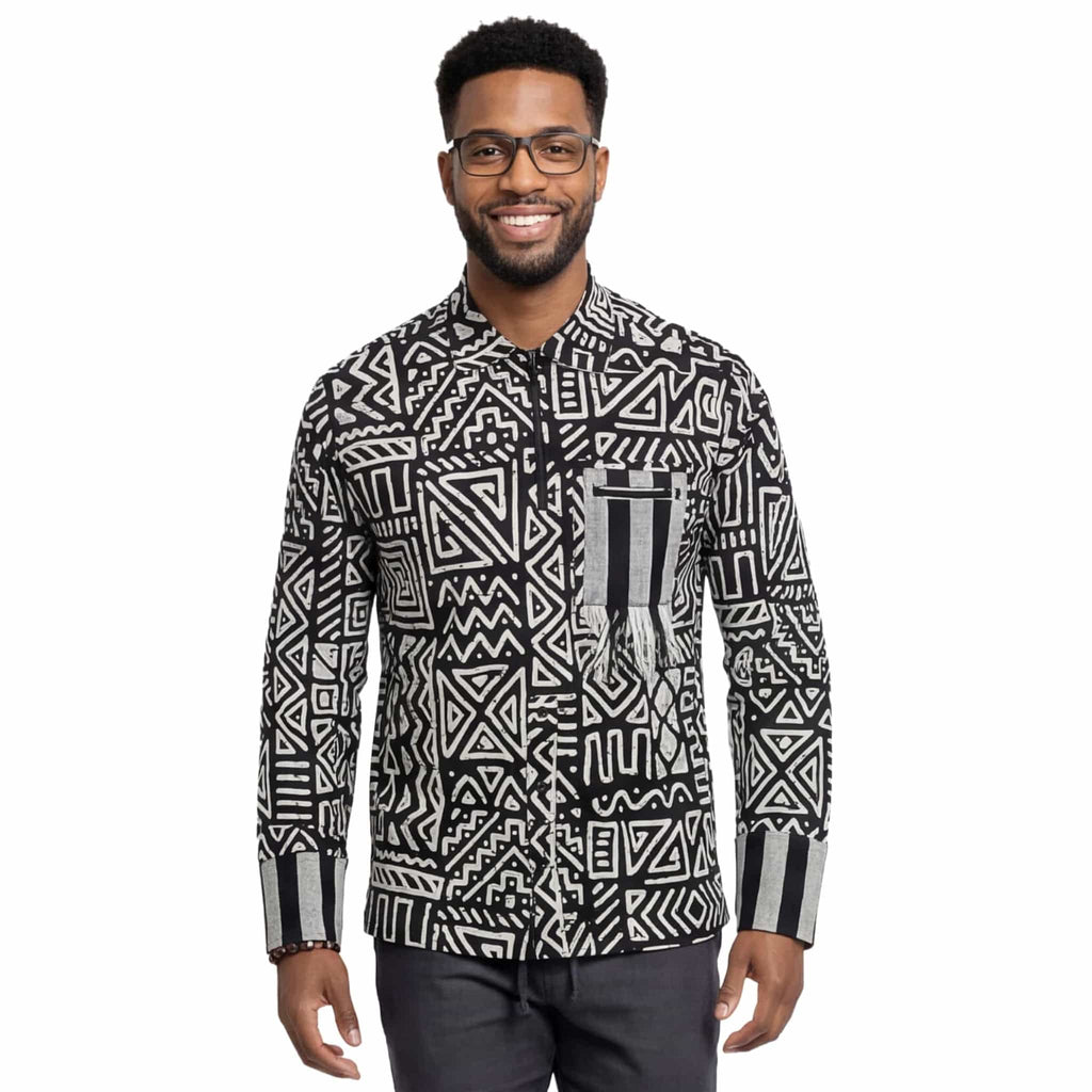 African Print Casual Long Sleeve Shirt