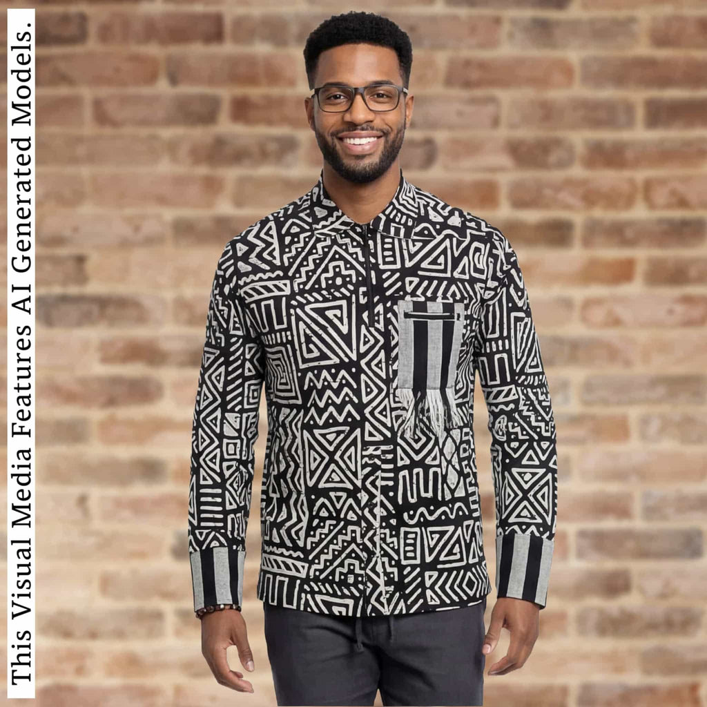 African Print Casual Long Sleeve Shirt