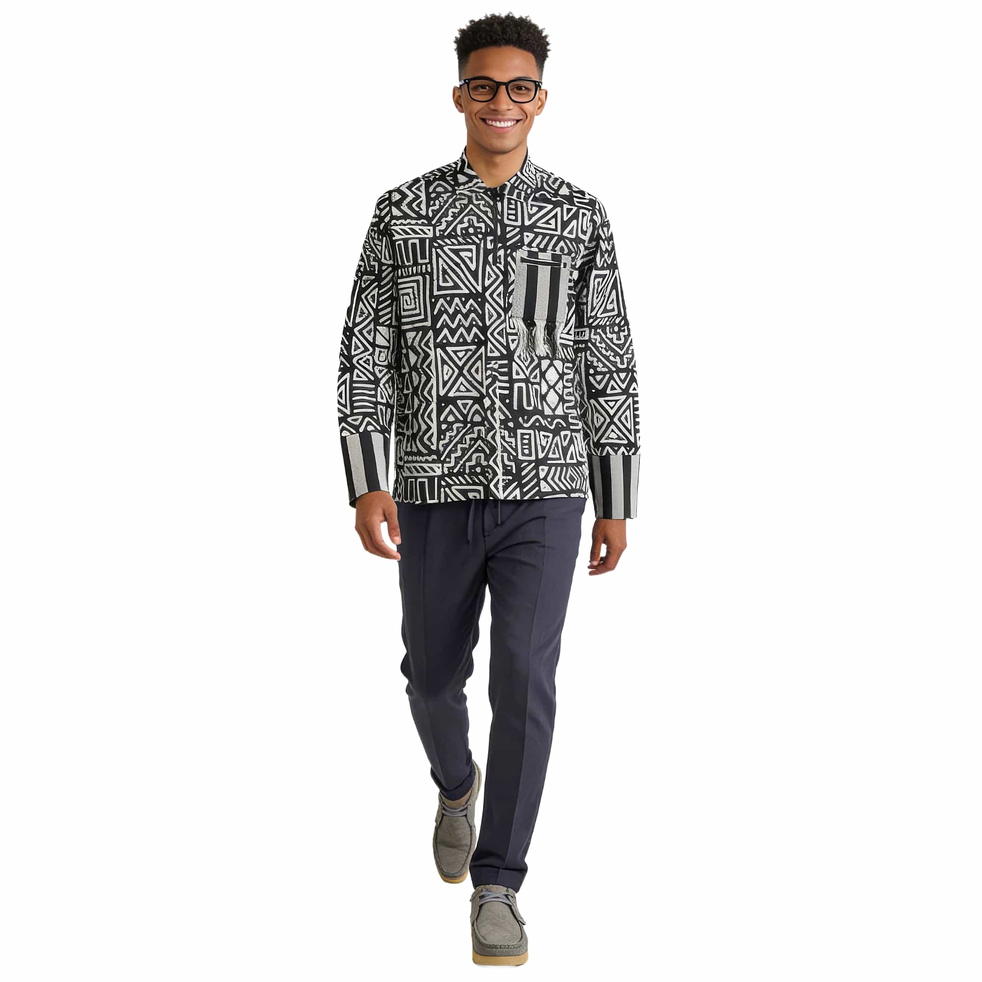 BOLANLE African Print Casual Long Sleeve Shirt