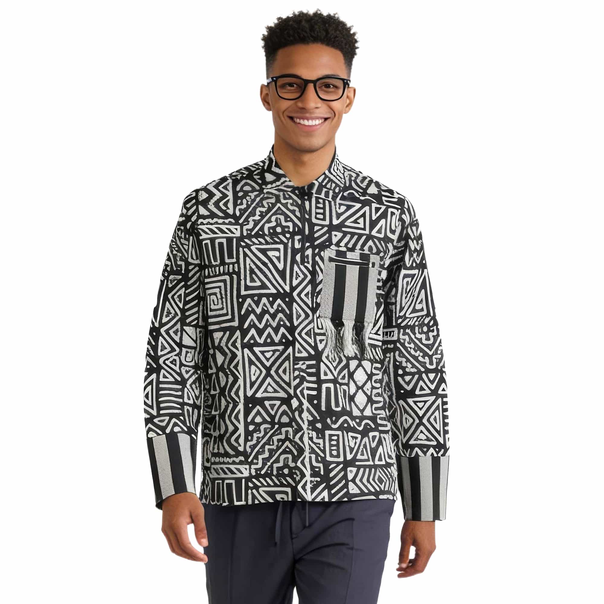 BOLANLE African Print Casual Long Sleeve Shirt