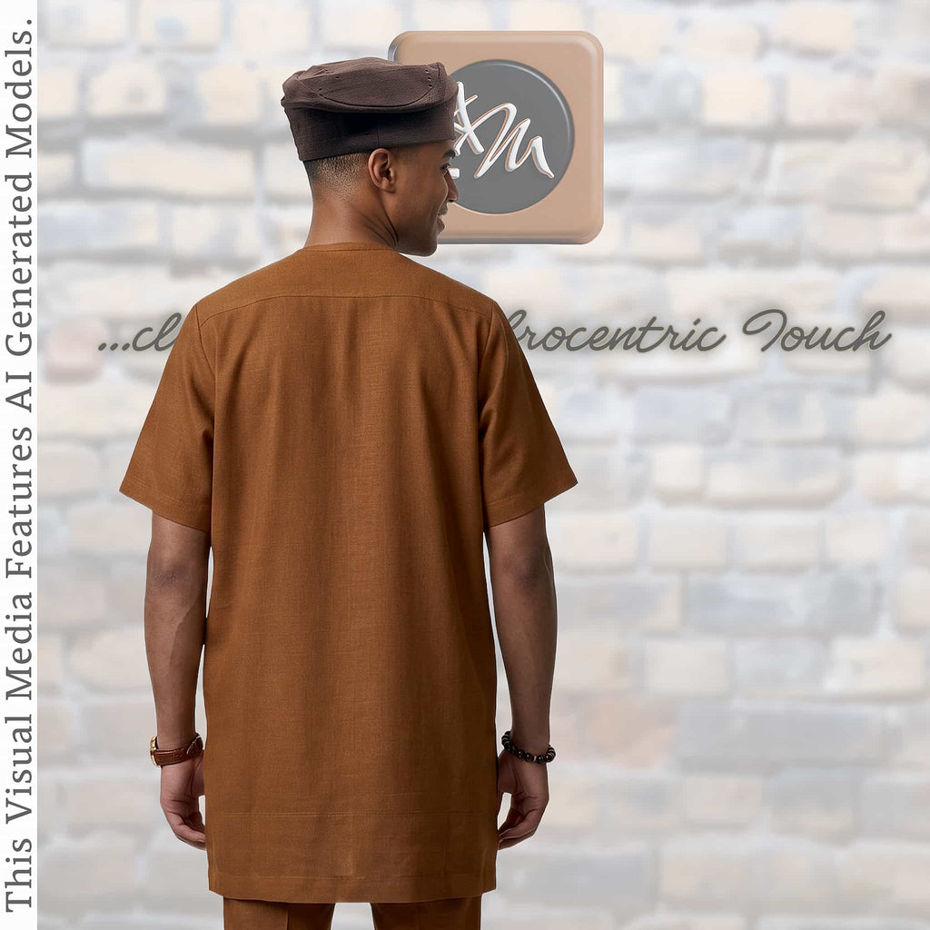 Handmade Aso Oke Fila Cap, Brown Woven Yoruba Gobi Hat, Traditional Nigerian Groom Headwear