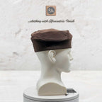 Handmade Aso Oke Fila Cap, Brown Woven Yoruba Gobi Hat, Traditional Nigerian Groom Headwear