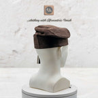 Handmade Aso Oke Fila Cap, Brown Woven Yoruba Gobi Hat, Traditional Nigerian Groom Headwear