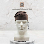 Handmade Aso Oke Fila Cap, Brown Woven Yoruba Gobi Hat, Traditional Nigerian Groom Headwear