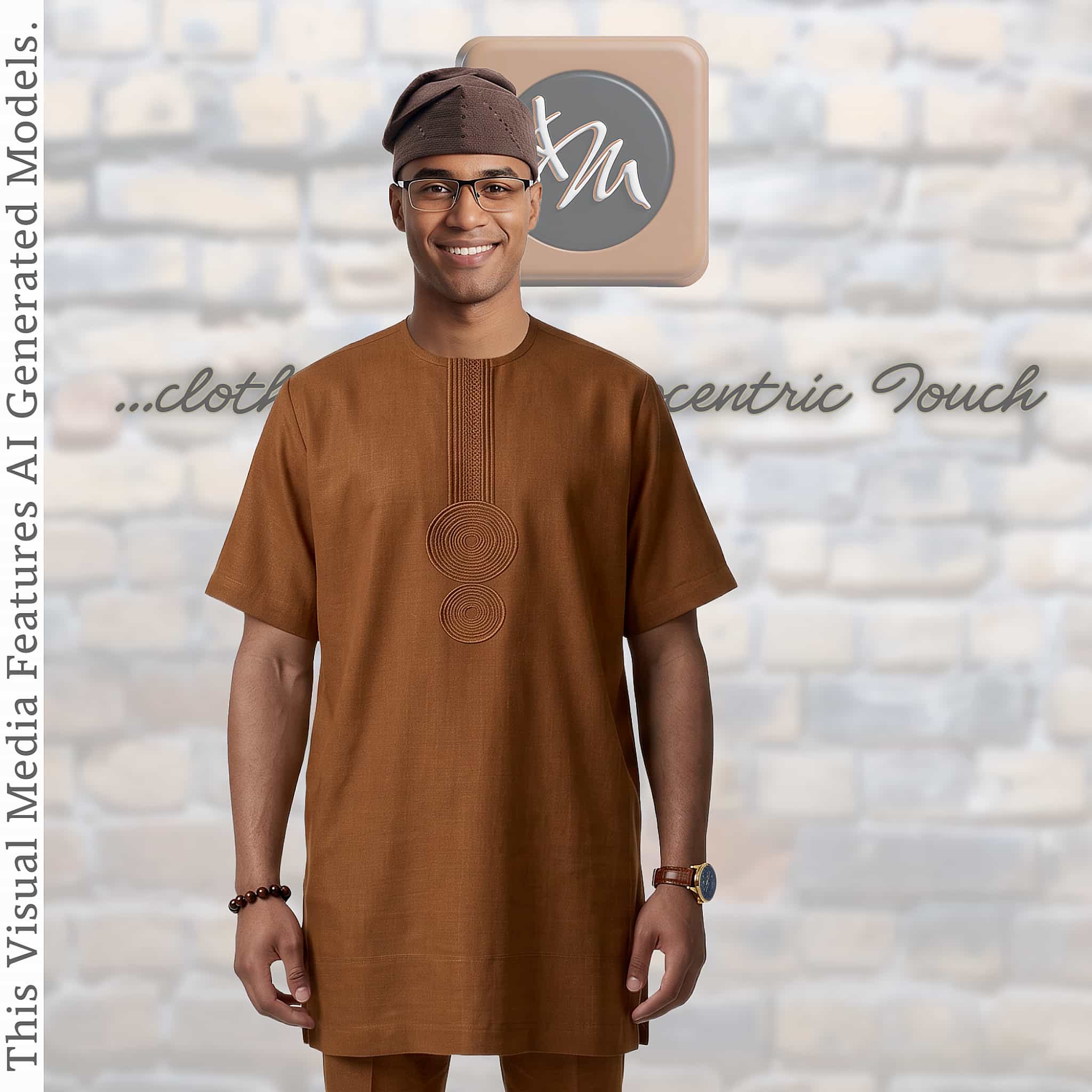 Handmade Aso Oke Fila Cap, Brown Woven Yoruba Gobi Hat, Traditional Nigerian Groom Headwear