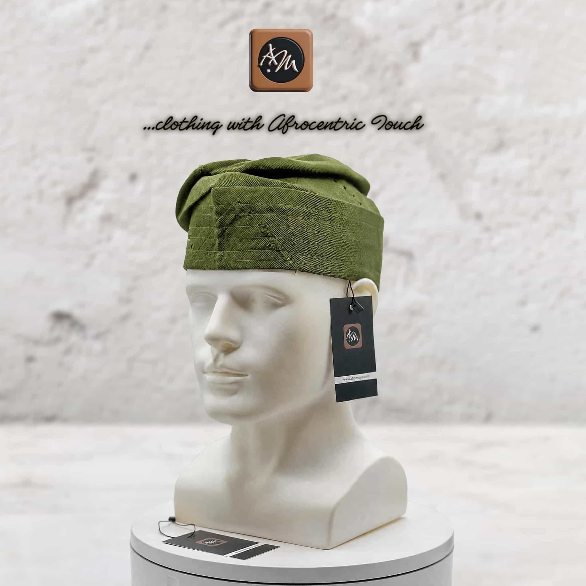 Handmade Aso Oke Fila Cap, Brown Woven Yoruba Gobi Hat, Traditional Nigerian Groom Headwear