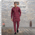 Burgundy African Senator Kaftan Set, Nigerian Wedding Attire