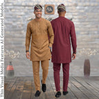 Burgundy African Senator Kaftan Set, Nigerian Wedding Attire