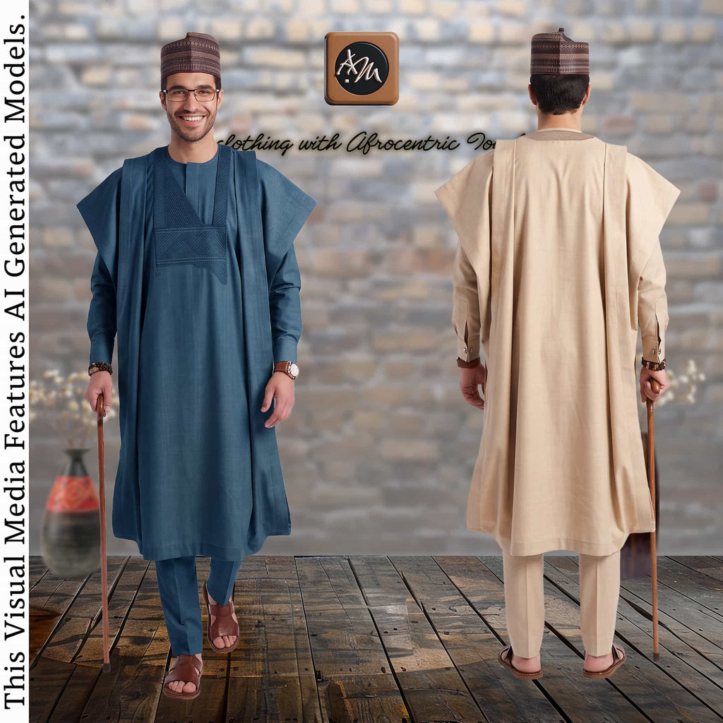 Champagne Kano Brocade Babariga, Embroidered Agbada, Nigerian African Father Attire, Three Piece Robe