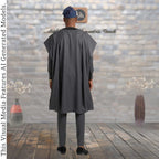 Charcoal Gray Embroidered Agbada, Nigerian African Wedding Attire, Three Piece Robe