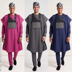Charcoal Gray Embroidered Agbada, Nigerian African Wedding Attire