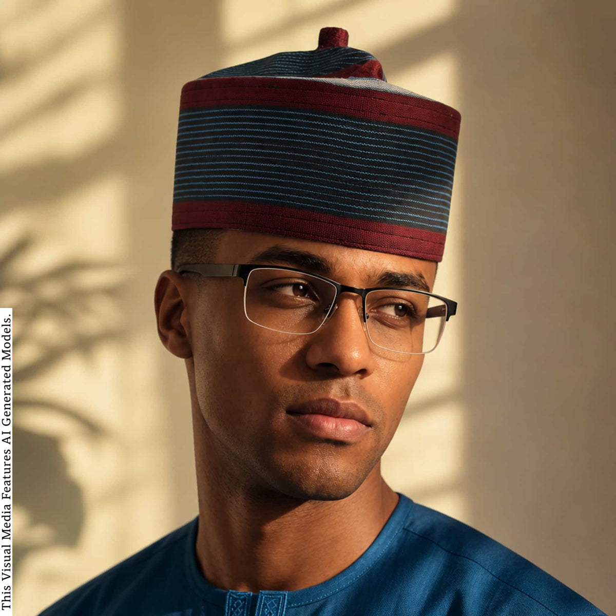 Yoruba Aso Oke Kufi Hat, Nigerian Men's Cotton Cap, Muslim Prayer Headwear