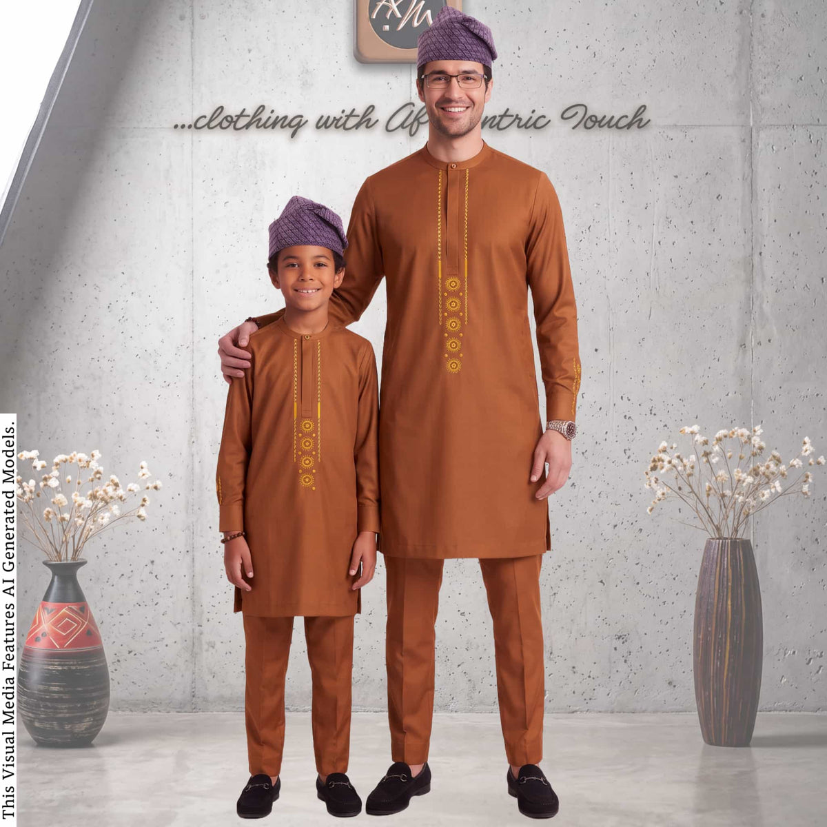 Father Son Matching Alhaji Kaftan Set, African Family Combo, Special Occasion Outfit