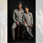 Father Son Matching Safari Suit, African Heritage Print, Wedding Outfit, Custom Tailored