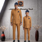 Father Son Matching Safari Suit, African Heritage Print, Wedding Outfit, Custom Tailored