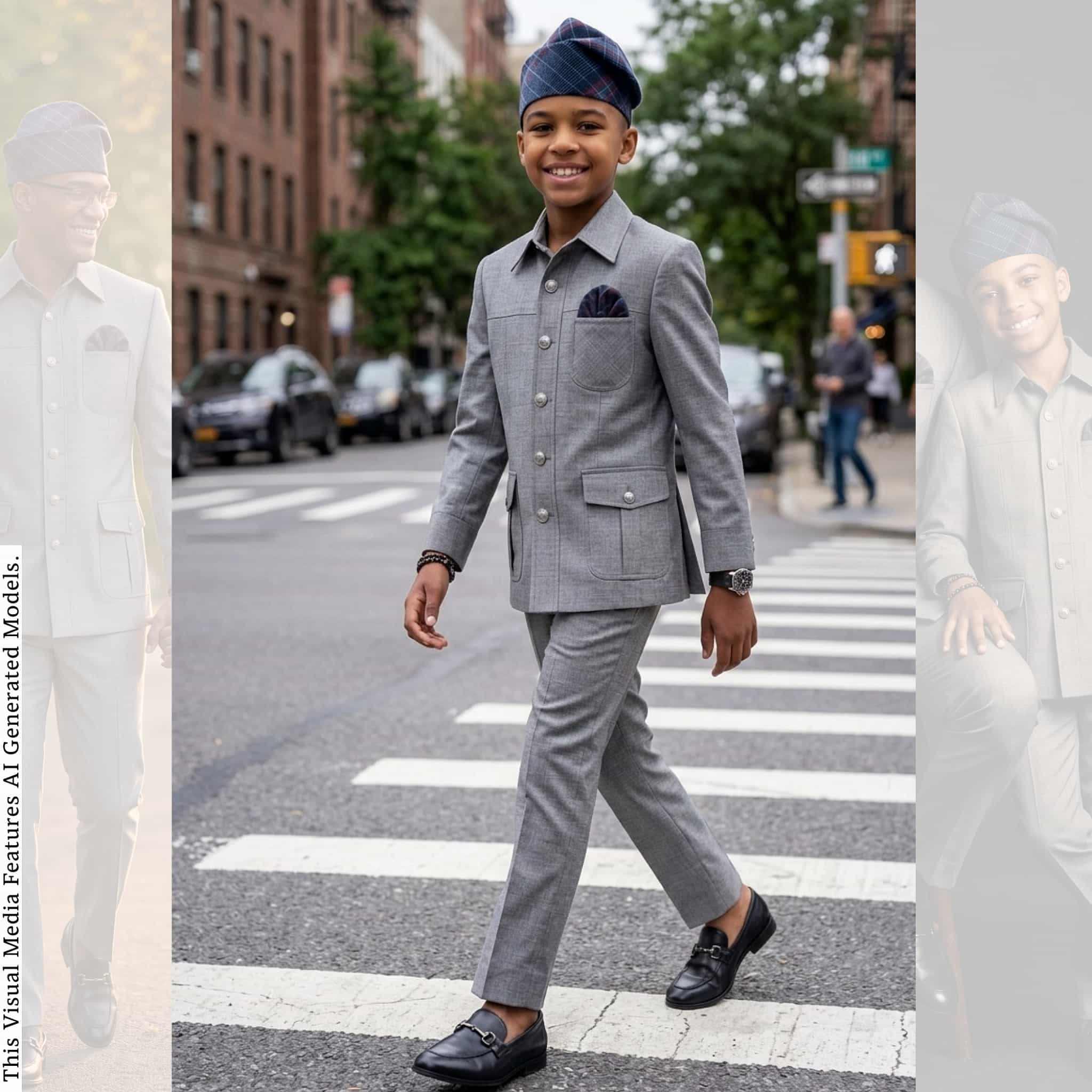 Father Son Matching Safari Suit, African Heritage Print, Wedding Outfit, Custom Tailored