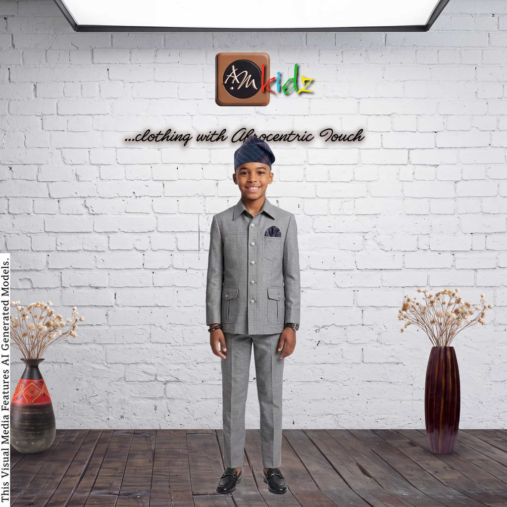 Father Son Matching Safari Suit, African Heritage Print, Wedding Outfit, Custom Tailored