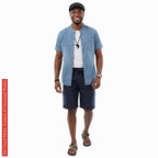Men's African Patchwork Cargo Shorts, Indigo Denim Aso Oke Tribal Bottoms, Festival Pants