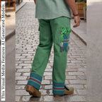 Ankara Cargo Men Pants, Ethnic Relaxed Wide Leg Trousers, African Striped Patchwork Bottoms