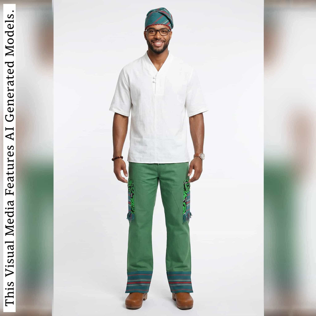 Ankara Cargo Men Pants, Ethnic Relaxed Wide Leg Trousers, African Striped Patchwork Bottoms