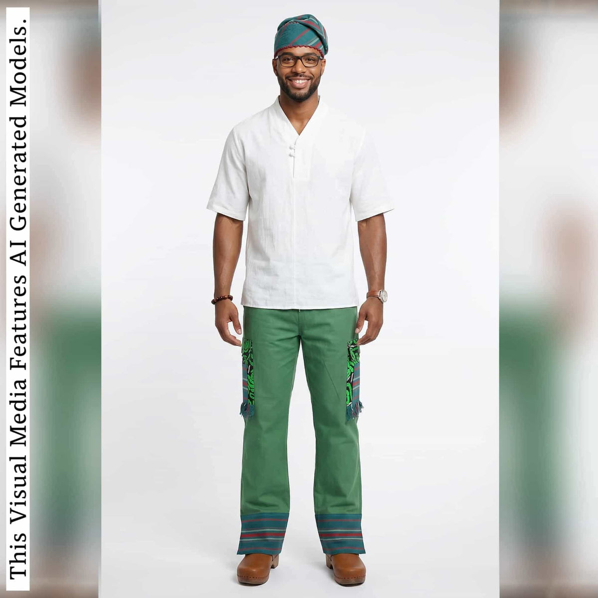 Ankara Cargo Men Pants, Ethnic Relaxed Wide Leg Trousers, African Striped Patchwork Bottoms
