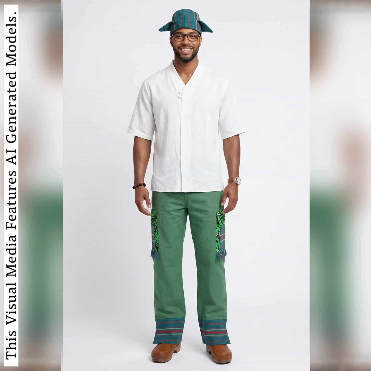 Ankara Cargo Men Pants, Ethnic Relaxed Wide Leg Trousers, African Striped Patchwork Bottoms