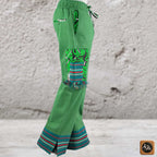 Ankara Cargo Men Pants, Ethnic Relaxed Wide Leg Trousers, African Striped Patchwork Bottoms