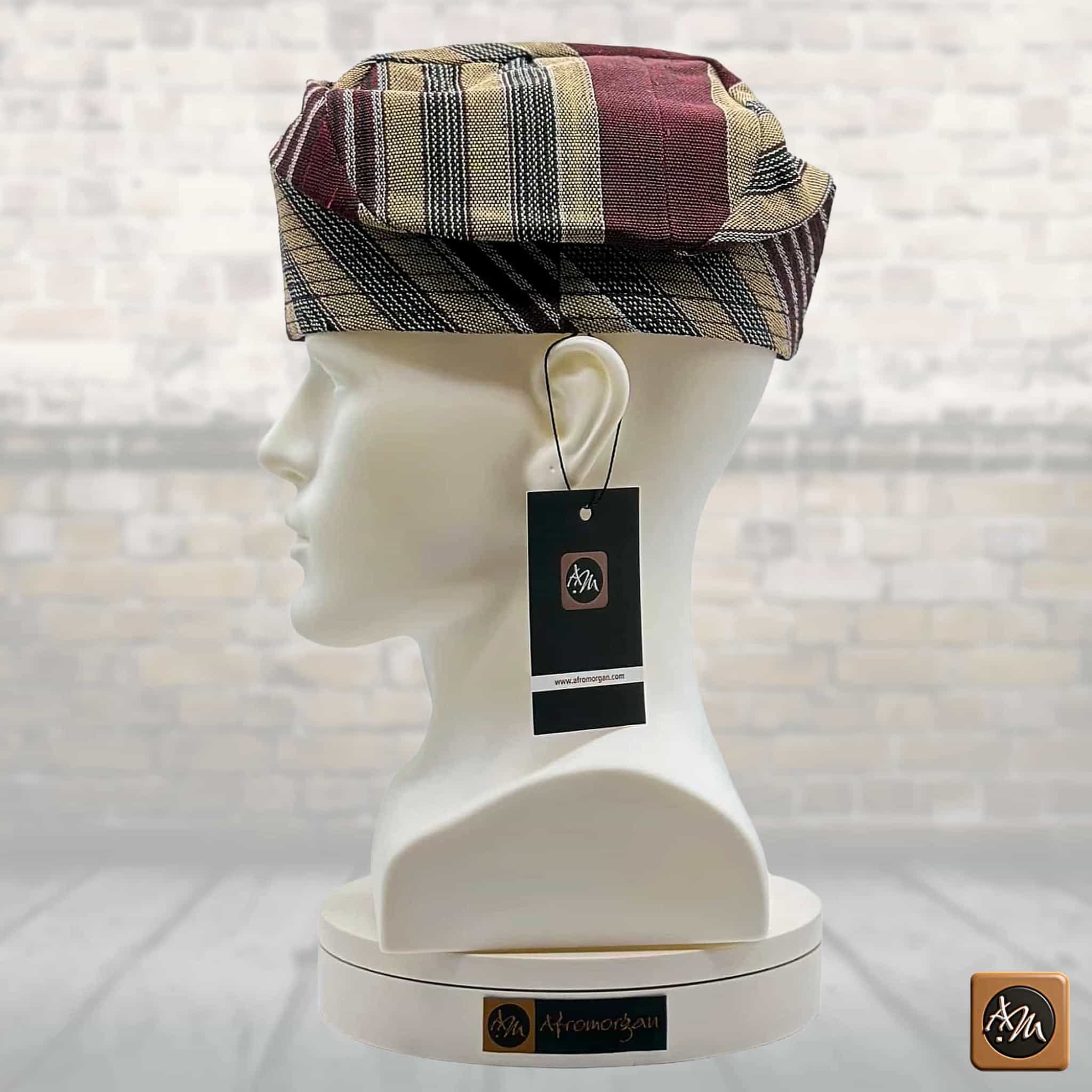 Yoruba Aso Oke Fila, Traditional Nigerian Ceremonial Headpiece, Tribal Gobi Cap