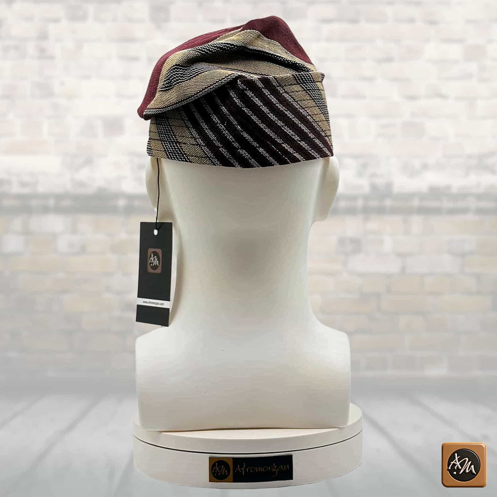 Yoruba Aso Oke Fila, Traditional Nigerian Ceremonial Headpiece, Tribal Gobi Cap