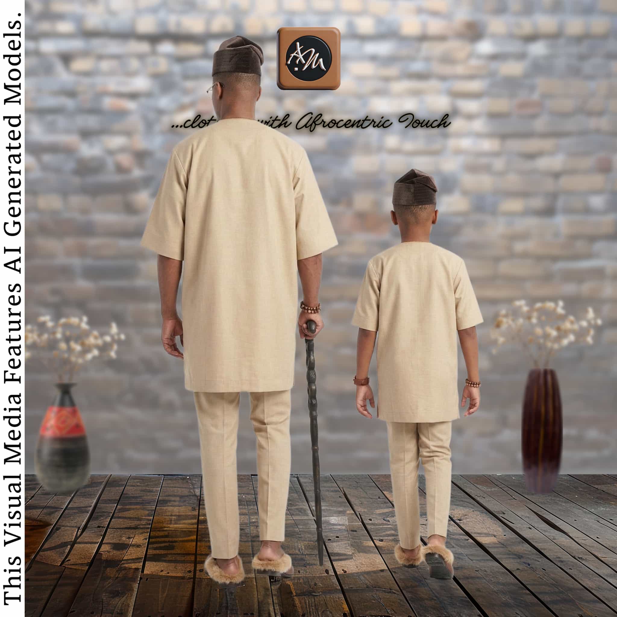 Father Son Matching Beige Dashiki Set, African Print Kaftan, Special Occasion Outfit