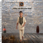 Father Son Matching Beige Dashiki Set, African Print Kaftan, Special Occasion Outfit