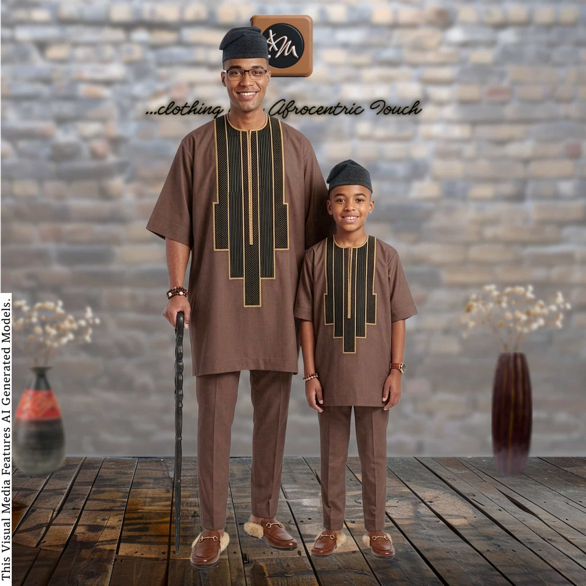 Father Son Matching Beige Dashiki Set, African Print Kaftan, Special Occasion Outfit