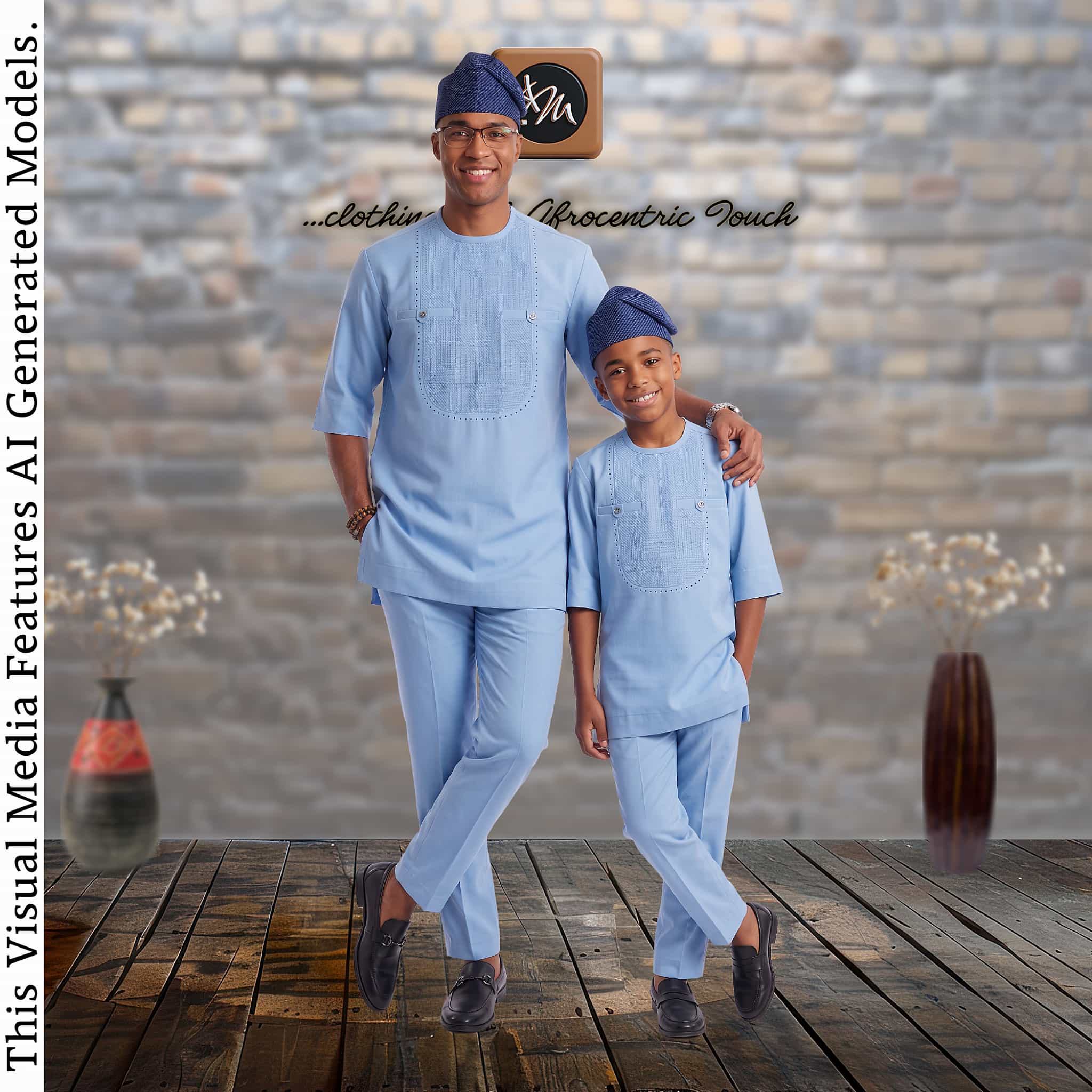 Father Son Matching Kaftan Set, African Print Two Piece, Nigerian Wedding Attire