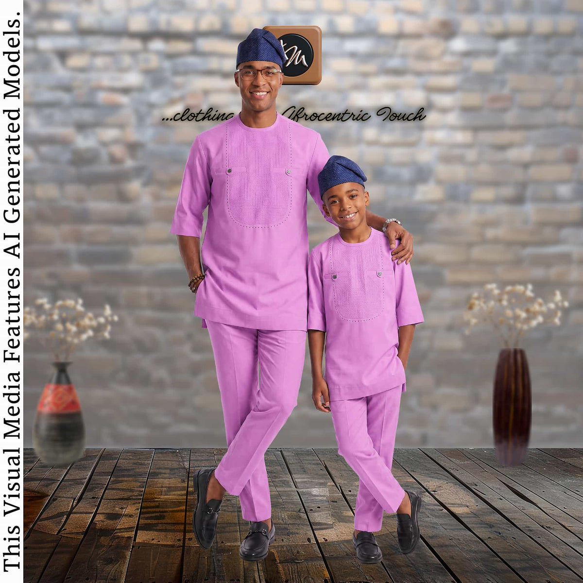 Father Son Matching Kaftan Set, African Print Two Piece, Nigerian Wedding Attire