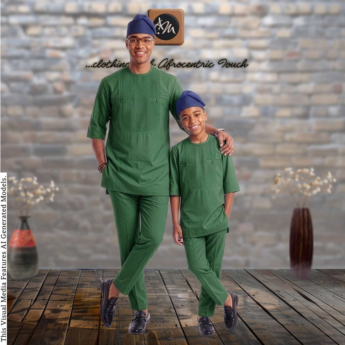 Father Son Matching Kaftan Set, African Print Two Piece, Nigerian Wedding Attire
