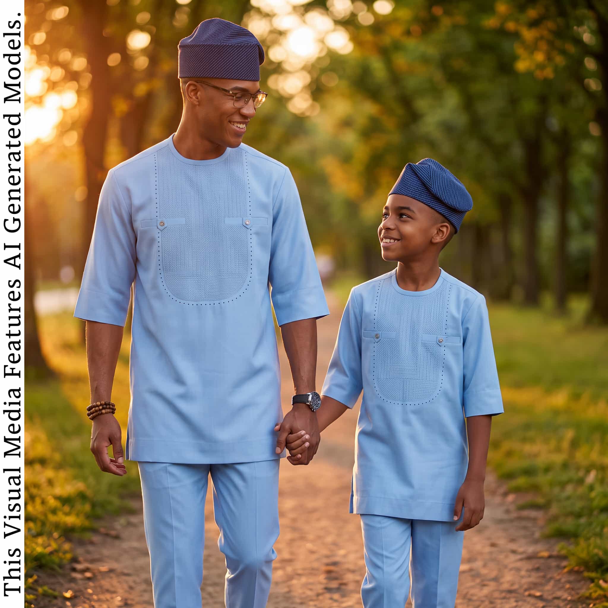 Father Son Matching Kaftan Set, African Print Two Piece, Nigerian Wedding Attire