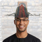 Striped Woven Yoruba Men's Cap, Traditional Abetiaja Wedding Hat