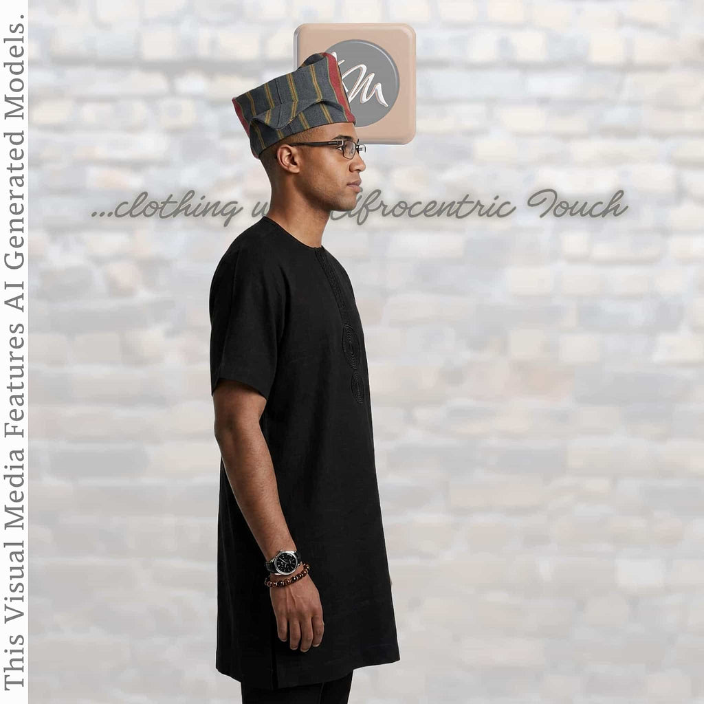Striped Woven Yoruba Men's Cap, Traditional Abetiaja Wedding Hat