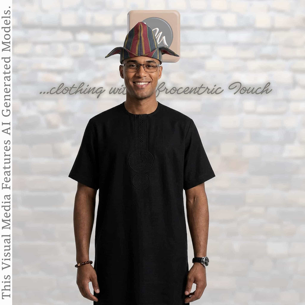 Striped Woven Yoruba Men's Cap, Traditional Abetiaja Wedding Hat