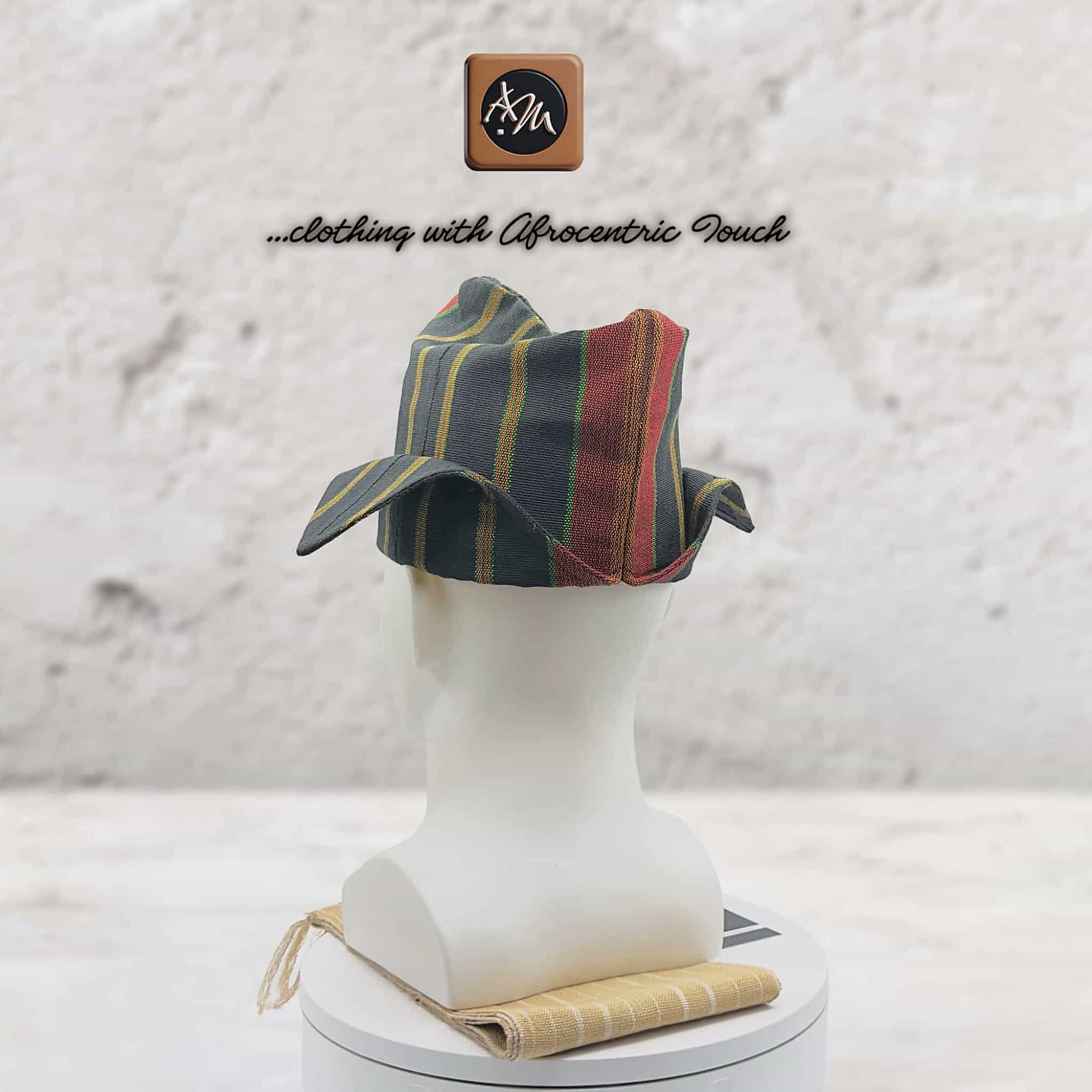 Striped Woven Yoruba Men's Cap, Traditional Abetiaja Wedding Hat