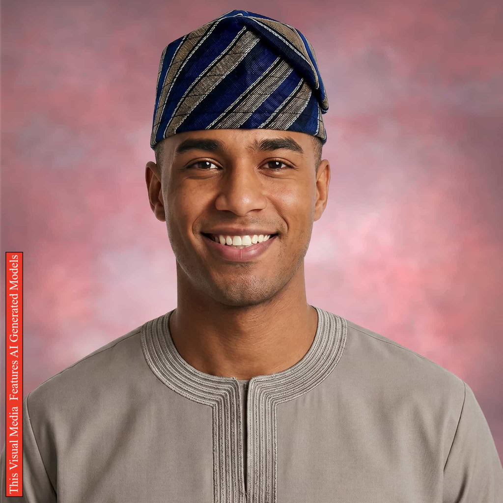 Yoruba Aso Oke Fila: African Men's Traditional Gobi Cap