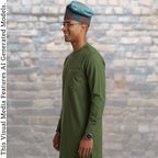 Green Rhinestone Embroidered Velvet Aso Oke Patched Yoruba Cap