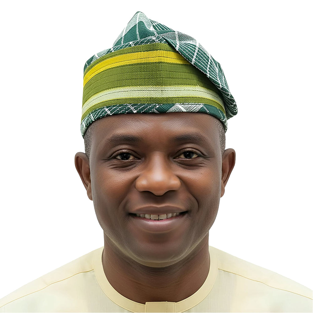 Green Yoruba Aso Oke Fila