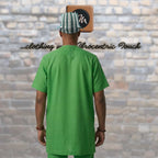 Traditional Yoruba Abetiaja Cap, Green Plaid Aso Oke mixed Velvet Style Hat