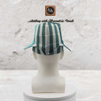 Traditional Yoruba Abetiaja Cap, Green Plaid Aso Oke mixed Velvet Style Hat